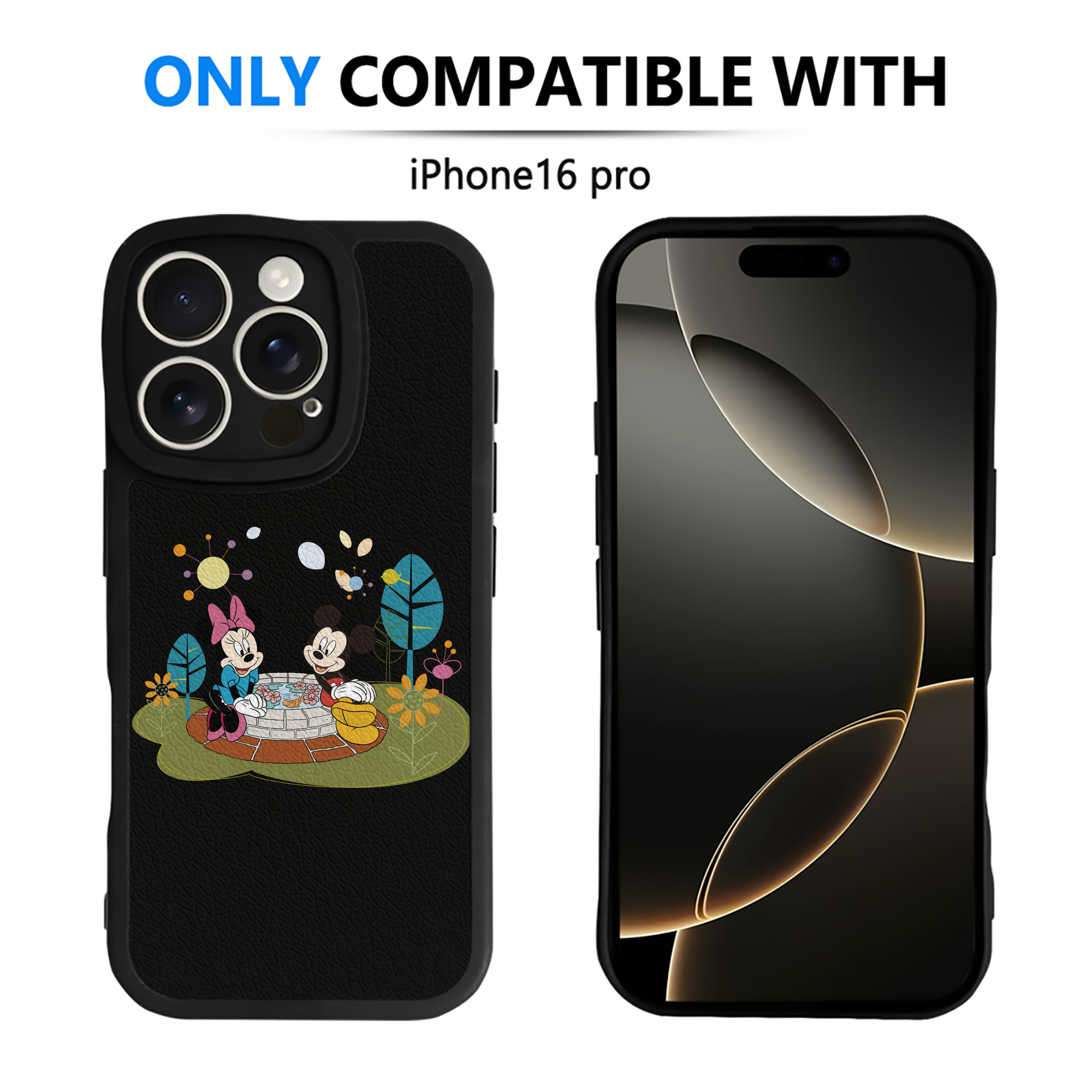 （画像用） ミッキーマウス Mickey Mouse 【iPhone 16シリーズ対応】シリコンスマホケース（レザー調） 材質：シリコン